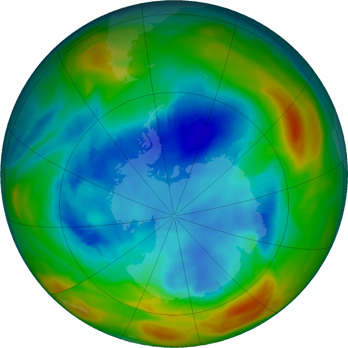 Antarctic ozone map for 10 August 2017